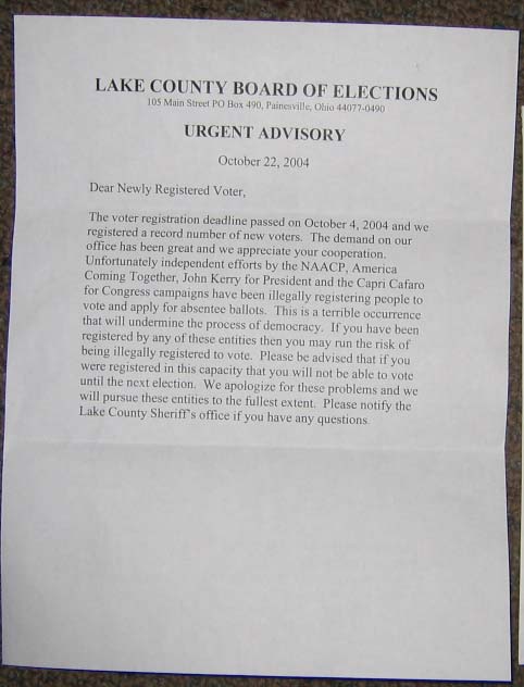 lake county letter